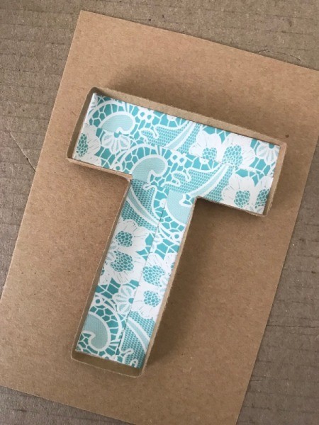 Monogram Initial Picture Frame Art - glue letter to the base paper