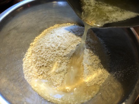 adding butter to cereal powder