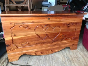Value of a Murphy Cedar Chest - cedar chest with two hearts and other carved design on the front