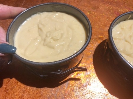 How to Make Sushi Cakes - batter in the mini pans