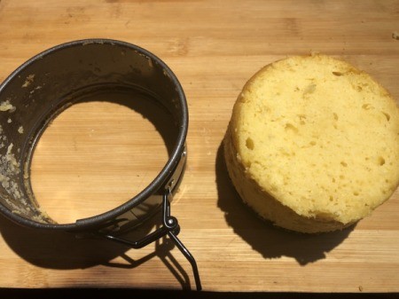 How to Make Sushi Cakes - cake removed from spring pan