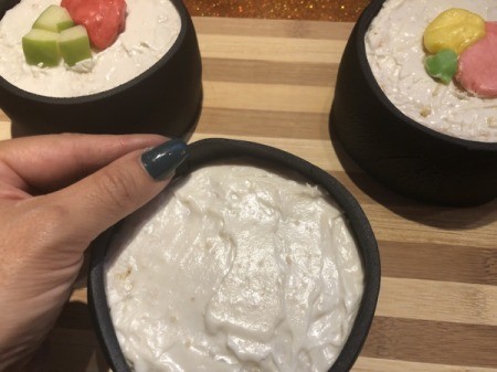 How to Make Sushi Cakes - wrap cakes with the fondant, the extra height helps with next step