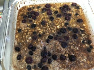 Baked Blueberry Oatmeal in baking dish