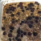 Baked Blueberry Oatmeal in baking dish