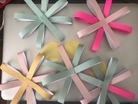 Paper Floral Garland - 5 flowers with petals all glued together