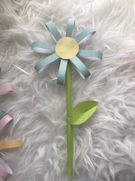 Paper Floral Garland - flower glued to stem with a paper leaf added
