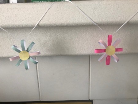 Paper Floral Garland  - thread ribbon through a petal to hang