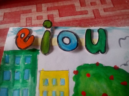 Movable Reading Card - stick the vowels down to the sticker liner