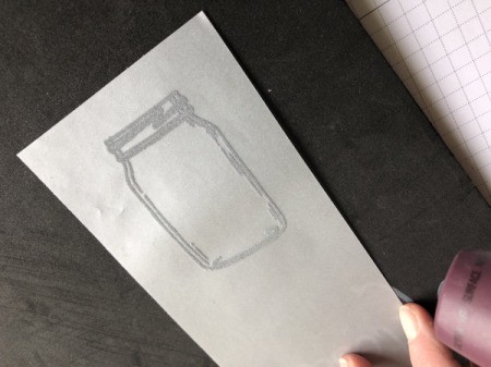 3D Orchid in a Jar Card - trace jar onto translucent velum with the silver marker and cut just outside the lines