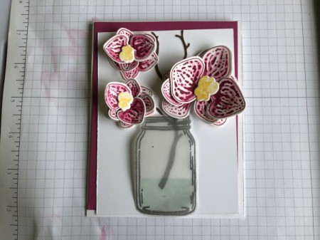 3D Orchid in a Jar Card - add the petals for layout