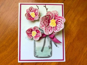 3D Orchid in a Jar Card - finished orchid card