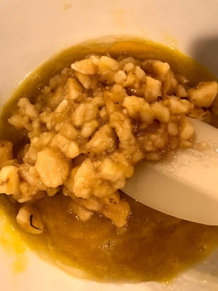 adding chopped bananas