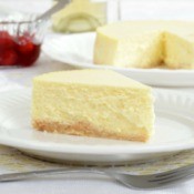 Slice of Cheesecake on a white dish