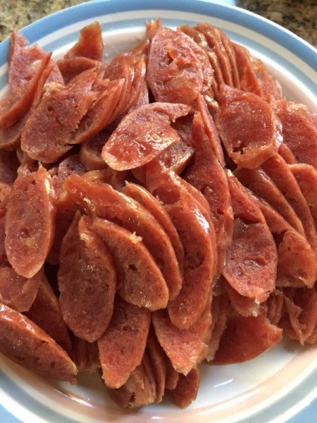 cut sausage pieces