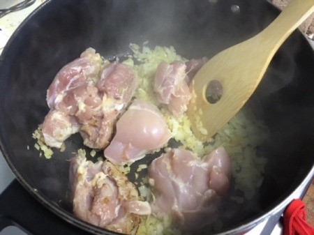 chicken added to onions