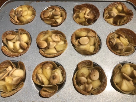 baked Caramel Apple Crisps in muffin tin