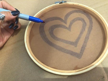 DIY Screen Printing - place a piece of paper or cardboard underneath and draw design