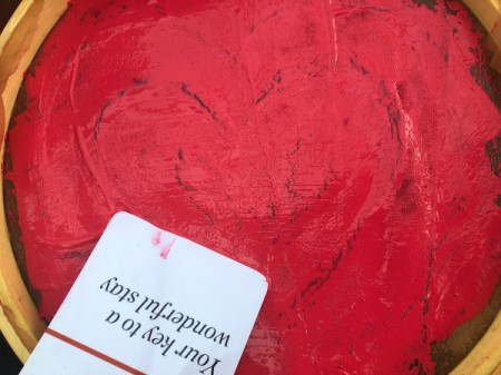 DIY Screen Printing - firmly pull the paint down over the desiign with the plastic card