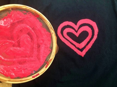 DIY Screen Printing - lift screen to reveal the finished design