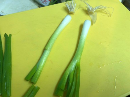 Fresh Herb and Veggie Bouquet - cut tops and bottoms off the green onions