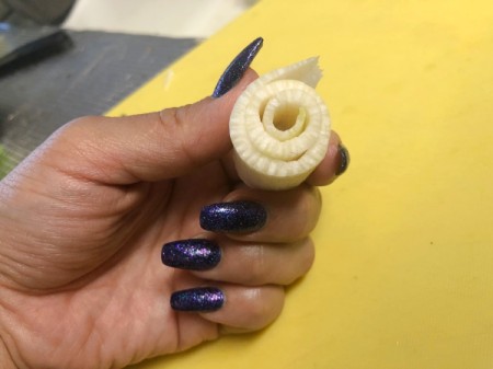 Fresh Herb and Veggie Bouquet - tightly roll the strip