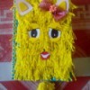 DIY Fur Covered Notebook - fuzzy yellow yarn character notebook