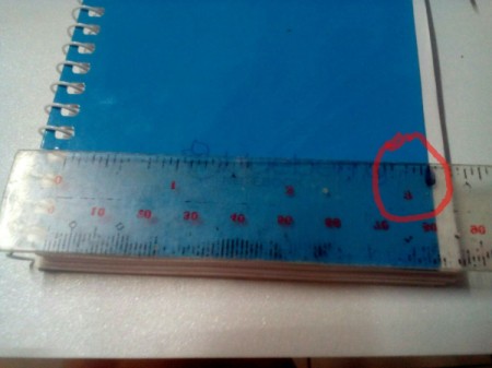 DIY Fur Covered Notebook - measure the width of notebook and put a mark on the ruler