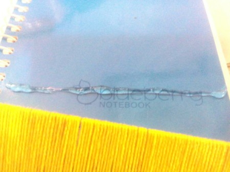 DIY Fur Covered Notebook - add a line of glue to the bottom of the notebook and stick the ruler down