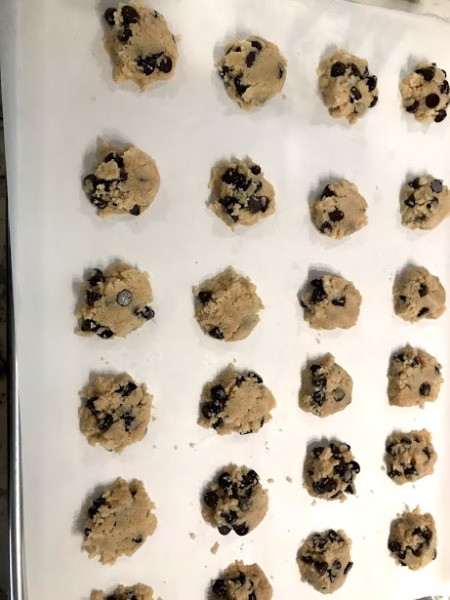 Cookie dough on parchment paper