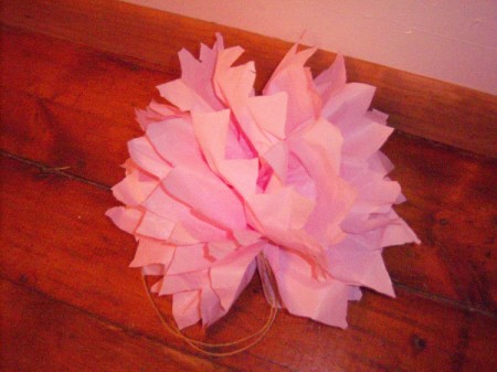 Make Big Showy Flowers from Plastic Tablecloths - fluffed up flower