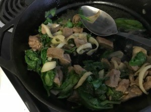 Sautéed Steak with Onions and Spinach