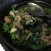 Sautéed Steak with Onions and Spinach