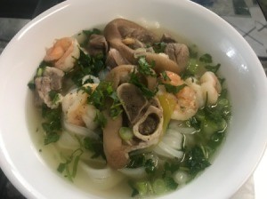 Noodle Soup with Pork Shank in bowl