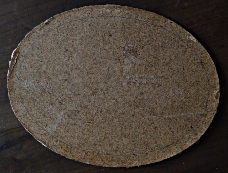 Vintage Mixed Media Framed Roses - marked backing board showing frame inner edge