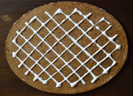 Vintage Mixed Media Framed Roses - use glue to make a criss cross pattern on the backing not going into the frame area