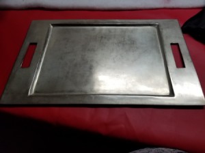 Identifying a Metal Tray - metal tray with recessed center and two handles