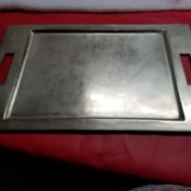 Identifying a Metal Tray - metal tray with recessed center and two handles
