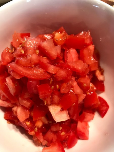 diced tomatoes in bowl