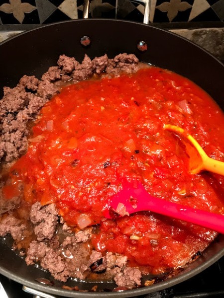 Spaghetti Sauce added to Ground Beef