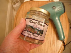 Use Hairdryer for No Residue Label Removal - jar with label an hair dryer