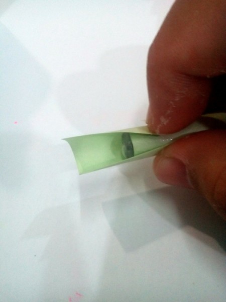 Making a Flower Pen - cover pen top with sticky note leaving half free