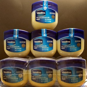 Donating Vaseline - a stack of Vaseline jars