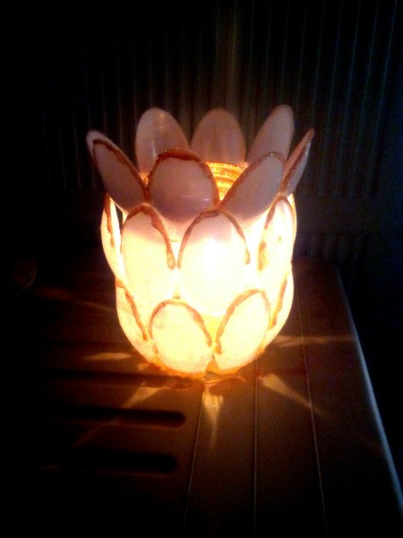 Recycled Candle Night Lamp - lighted jar jar