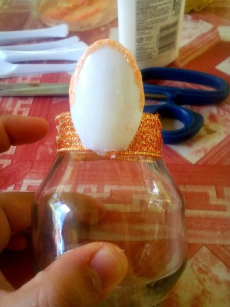 Recycled Candle Night Lamp - spoon glued to the neck of the jar