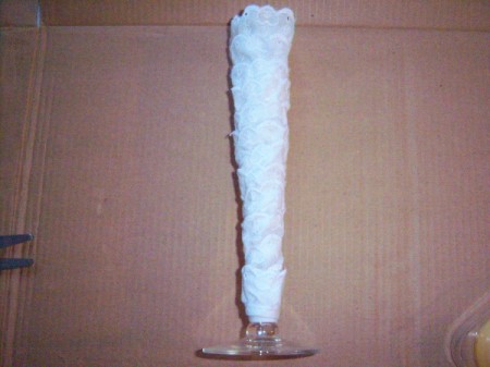 Bridal Dress Flower Vases - wrap the longer piece around the vase and glue at bottom