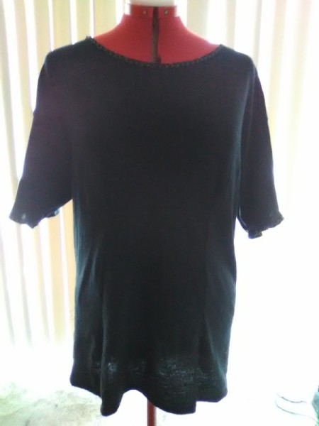 Hand Embroidered Modified T-Shirt - lace at neckline and sleeves