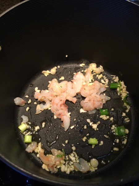 garlic and Shrimp in pan