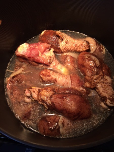 chicken added to water