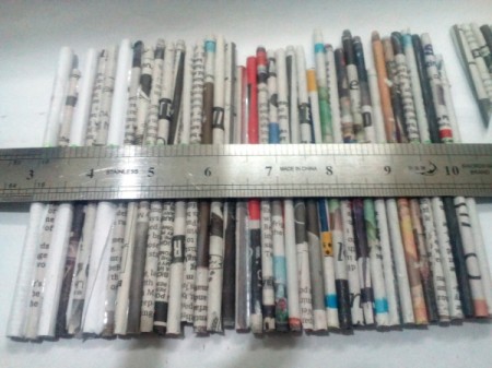 Newspaper Pen Organizer - measure the height of the rolls for holder