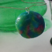 Using Mod Podge on Play-Doh - green Play Doh pendant